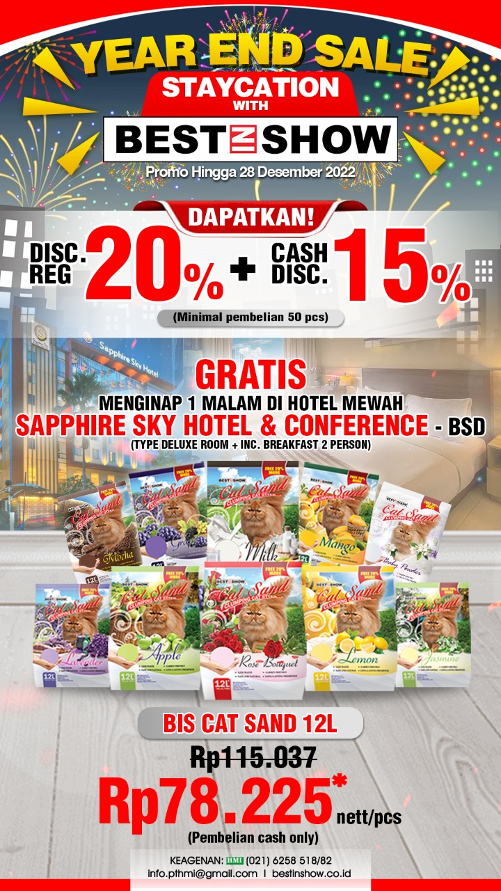 YEAR END SALE STAYCATION WITH BEST IN SHOW  (BIS CAT SAND 12LT)